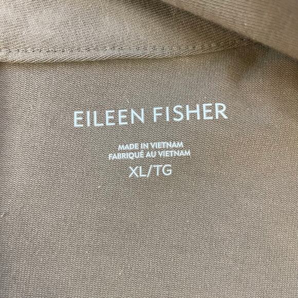 Eileen Fisher Organic Cotton Open Front Cardigan XL Taupe Lightweight Pockets - Picture 3 of 8